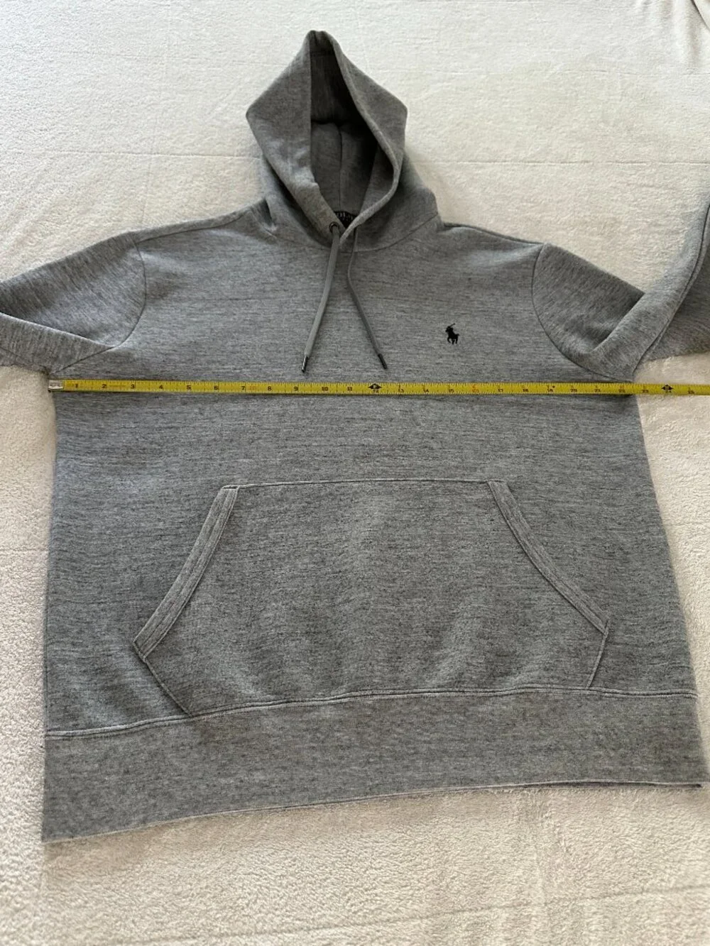 Polo Ralph Lauren Men's Heather Gray Fleece Pullover Hoodie M Black Pony Logo